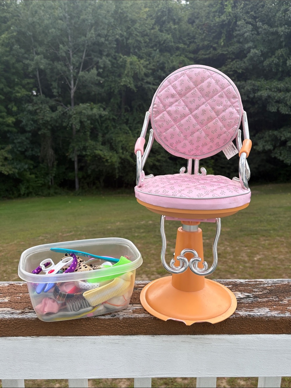Our Generation Styling Chair with box of Hair accessories